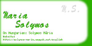 maria solymos business card